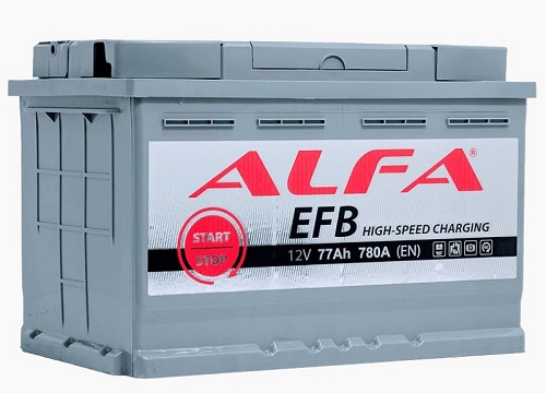 Аккумулятор ALFA, 12 В, 75 А/ч, 800 А, артикул A077 231 09 0 R Р